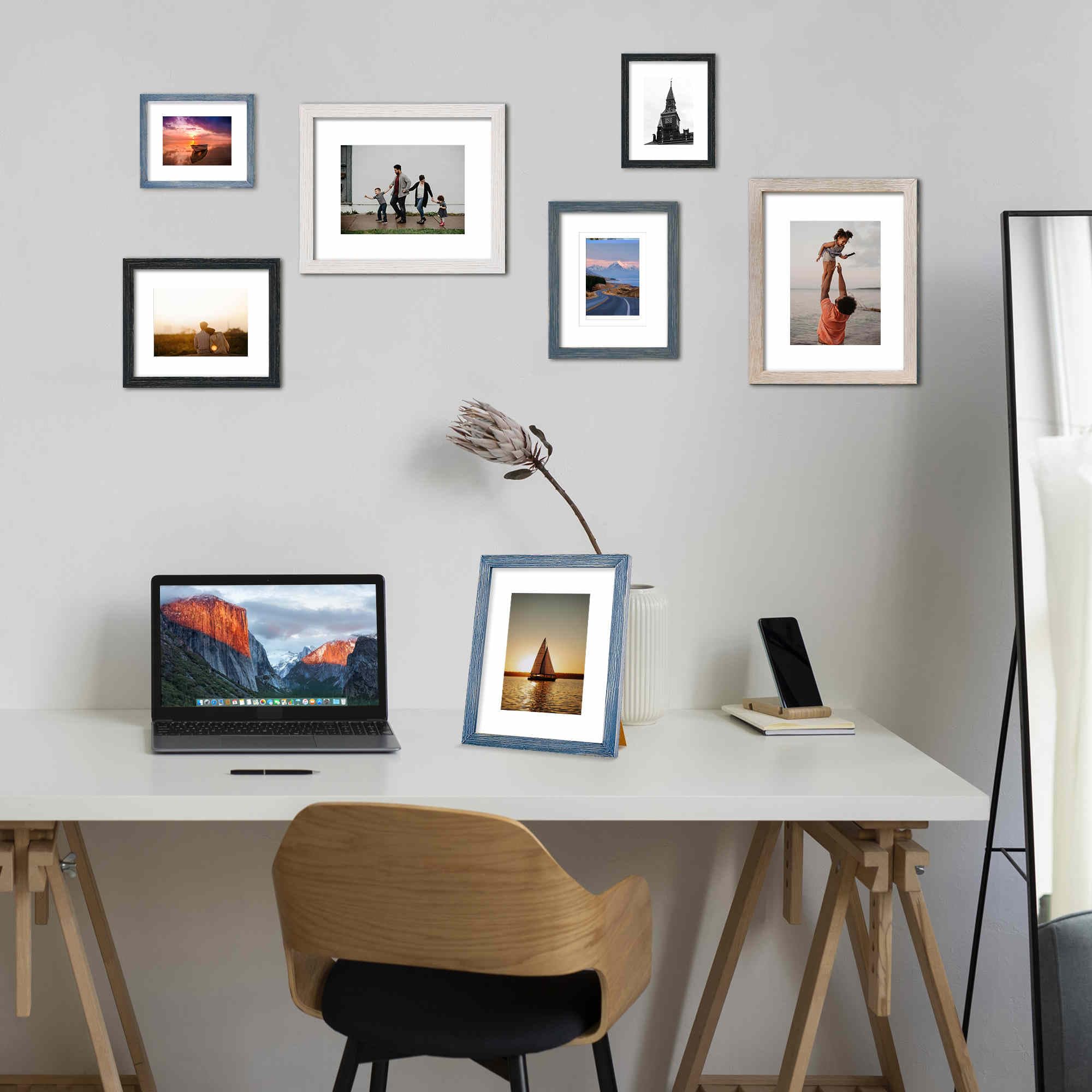 8x10 Hanging Picture Frames,Solid Wood,Not Glass,Display Pictures 4x6,5x7 with Mat or 8x10 Without Mat,Stable Sturdy Picture Fra